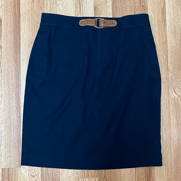 Lauren Ralph Lauren Buckle Pencil Skirt in Capri Navy - Picture 1 of 10